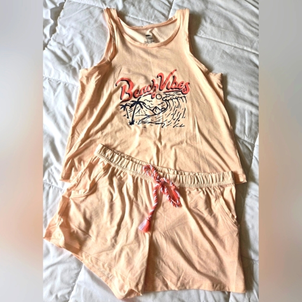 C&C California Orange Cream Pajama Set with Tropical Graphic NWOT Size Large